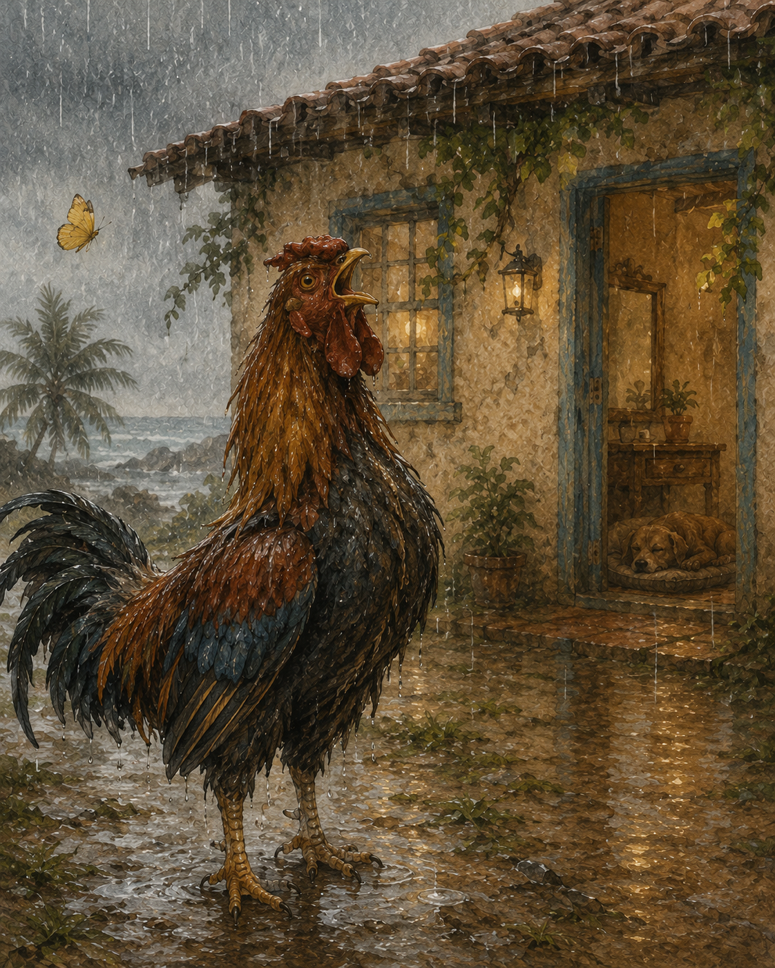 O Galo na Chuva